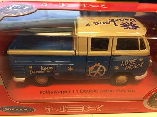 Volkswagen T1 DoKa PickUp blau Pritsche VW Bulli 1:38 Modellauto Welly 12186