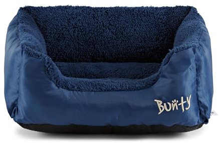 Bunty Deluxe Dog Bed - Small, Medium to XXL Calming Washable Dog Bed - Non-Slip Base, Raised Walls, Fleece Lined Interior, Plush Cushioning, Insulates & Retains Heat - Small, Blue