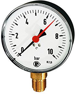 RIEGLER 101981-8300 Standardmanometer, Stahlblech, G 1/2 unten, -1200/0,0 mbar, Ø 160, 1Stk