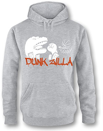 Luckja Dunkzilla Herren Hoodie Grau-Weiss/Orange Grösse L