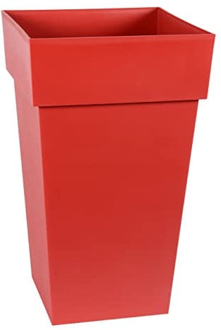 EDA - Blumentopf, quadratisch, hoch, Toskana, Volumen 62 l, 39 x 39 x 65 cm
