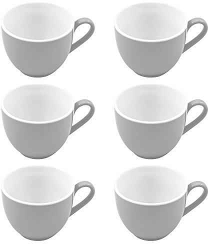 Ritzenhoff & Breker Doppio Espressotassen, 6er Set, Espresso Obertassen mit farbigem Rand, Porzellan, Grau, 80 ml, 576900