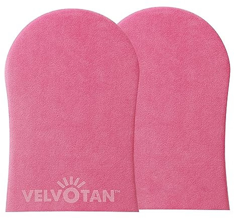 VELVOTAN Original doppelseitiger Bräunungshandschuh – Pink – Selbstbräuner-Applikator für fleckenfreie Hände, waschbar und wiederverwendbar, Verwendung mit jeder künstlichen Bräune