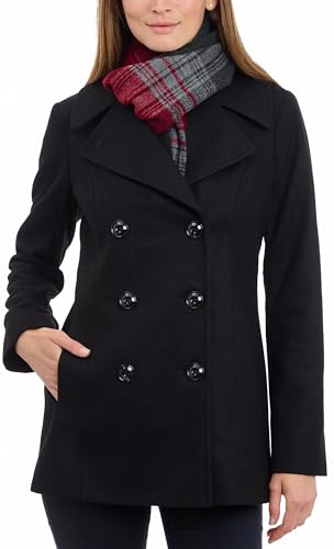 LONDON FOG Damen Double-breasted Peacoat With Scarf Pijacke
