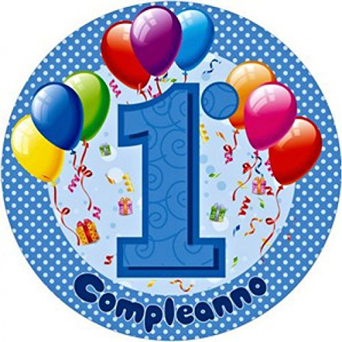 Partylandia Shop - Oblea de cumpleaños para tartas de primer cumpleaños, color azul