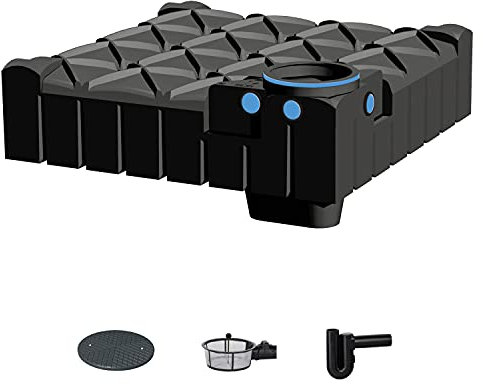 PREMIER TECH AQUA GmbH Zisterne 3000 Liter ECO Flachtank F-LINE inkl. Deckel, Korbfilter und Überlaufsiphon - Kunststoff, Kunststoffzisterne, Komplettset