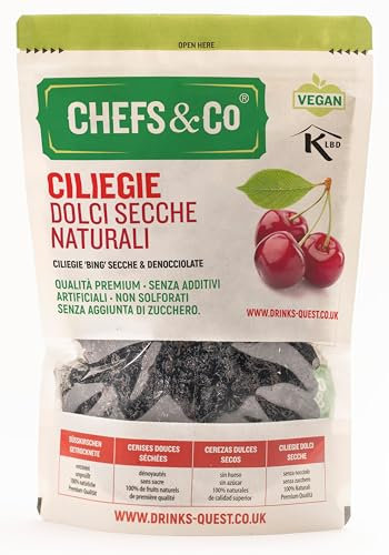 CHEFS & CO | Ciliegie Rosse Dolci Essiccate (snocciolate) | Frutta Essiccata 100% Naturale | senza Glutine, Vegano | Nessun Additivo, senza Auccheri Aggiunti (Confezione da 1x750g)