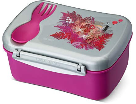 Carl Oscar schwedische Design Lunch Box - Bento Box Brotzeitdose Lunchbox mit Kühlakku und Besteck hält mehrere Stunden kühl, 17 x 12,5 x 8 cm pink