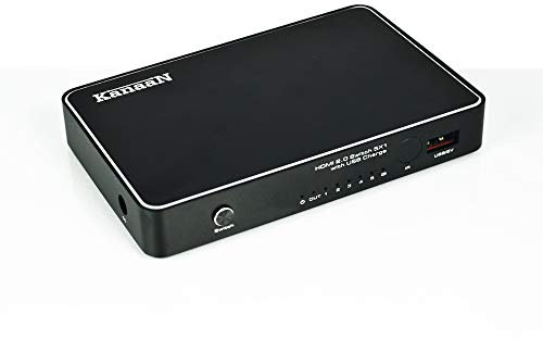 KanaaN HDMI 2.0 Switch 5x1 | Unterstützt 4K 3D HDMI 2.0 HDCP 2.2 | Für DVD- oder Blu-ray-Player, Xbox, Playstation, Wii, PC etc. | USB-Charger | Inklusive Fernbedienung