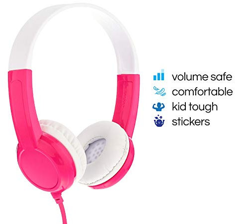Buddyphones Discover Volume Limiting Kids Headphones | Durable, Comfortable,& Customizable| Pink