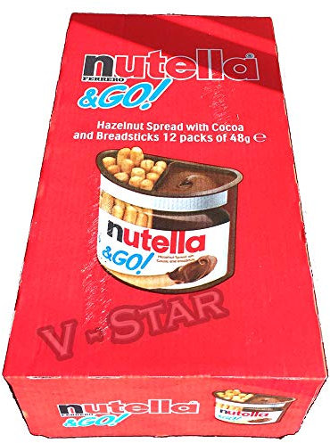 Nutella Ferrero & Go! Pâte à tartiner noisette avec cacao et bâtons de pain 48 g Boîte de 12