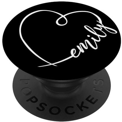 PopSockets Emily Name Vorname Schlichtes Herz Design Personalisiert PopSockets PopGrip: Ausziehbarer Sockel und Griff für Handys/Tablets mit Tauschbarem Top