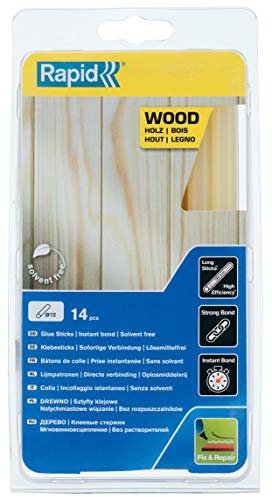 Rapid Heißklebesticks für Holz, 14 Klebesticks 190mm Länge, Spezialkleber, Heißkleber für Heißklebepistole 11mm, 12mm