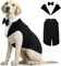 Kuoser Hund Smoking Anzug & Bandana Set, Haustier Fomal Kleidung Hunde Mantel mit Abnehmbarer Fliege, Hundeanzug Welpe Kostüm Shirt für Hochzeit Halloween Geburtstag Party, S-XXL