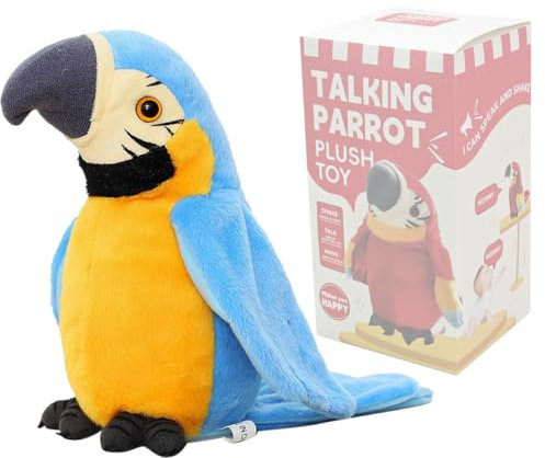 Cutest Jouet Perroquet Imite Le Son Animaux de en Peluche Répétez ce que vous dites Ailes électronique Oiseau Jouet Interactif Intelligents Cadeau Noël Anniversaire pour Enfants Bébé