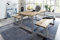 SAM 3 TLG. Essgruppe Quintus, Baumkantentisch 220x100 cm & -Bank 220x42 cm, Akazienholz massiv, naturfarben, U-Gestell Silber