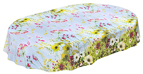 ANRO Wachtuchtischdecke abwaschbare Tischdecke Wachstuch Wildfeld Blumen Heide Mehrfarbig pflegeleicht Oval Wachstuchtischdecke Wachstischdecke abwaschbar wasserabweisend Meterware 180x140cm