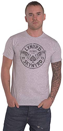 Lynyrd Skynyrd T Shirt Freebird 73 Wings Band Logo Nue offiziell Herren Grau M