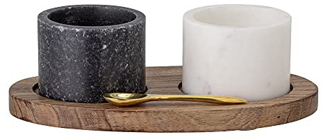 Bloomingville Salzglas mit Löffel Florio, schwarz, Marmor