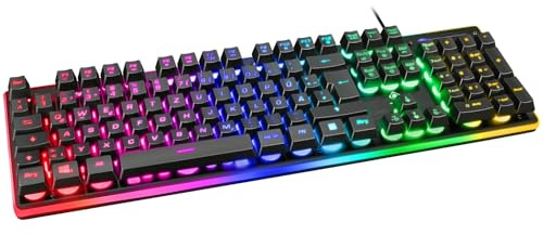 DELTACO GAMING PC Gamer Tastatur, Keyboard mit RGB Tasten und Qwertz Layout deutsch, beleuchtet, schwarz