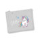 minimutz Kosmetiktasche Kinder mit Namen & Einhorn Regenbogen | personalisierte Schminktasche Kulturtasche für Mädchen | 28x19 cm mit Reißverschluss(grau)