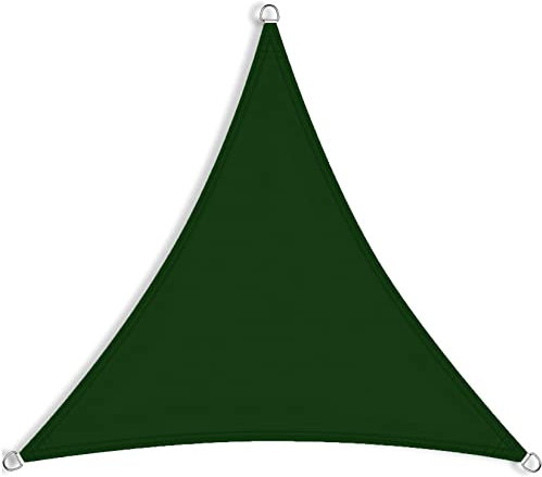 Sonnensegel Sonnenschutz dreieckig 3.4x3.4x3.4m Sonnenschutz aus reißfestem HDPE-Kunststoff Sunprotect Professional Sonnensegel mit Edelstahl Befestigungs Kit für Garten, Camping, Dunkelgrün