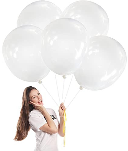 Clear Balloons 18 inch Large Balloon,5pcs Big Transparent Balloons Thick Natural Clear LatexBalloon Birthday PartyBalloon Stuffing Balloon HeliumBalloons for Baby Shower,Wedding Party Decorations