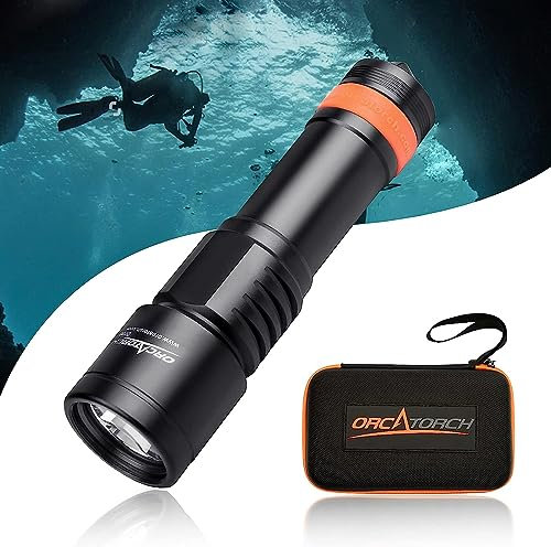 Orcatorch D700 Diving Light 1700 Lumens Diving Torch 492ft Deep Underwater Scuba Dive Torch with 21700 Large Battery