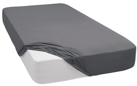 Mixibaby Spannbettlaken Jersey Spannbetttuch 100% Baumwolle Bettlaken Spannbettuch Laken 28 Farben, Größe:200 x 220 cm, Farbe:Dunkelgrau