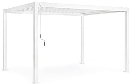 Decor Space Gazebo Ocean 3 x 4 metri, pergola con struttura in alluminio, tetto lamellare orientabile, da giardino e veranda Bianco