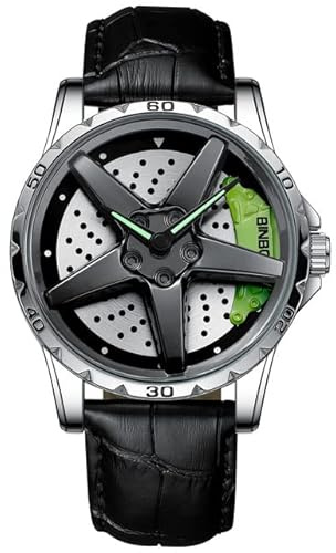 OSOLVE Men's Watch Creative Locomotive Engine Brake Caliper Men Quartz Watch car Wheel dial Modification When Running sub Engine Wheel Concept