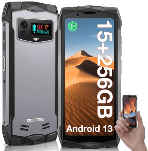 DOOGEE Smini Rugged Smartphone Android 13, 15GB+256GB/2TB Extension, Helio G99 Octa Core, 4.5'' QHD+ Small Rugged Phone, 50MP Camera, 3000mAh, 4G Dual SIM Rugged Mobile Phones, GPS/Face ID, NFC-Silver