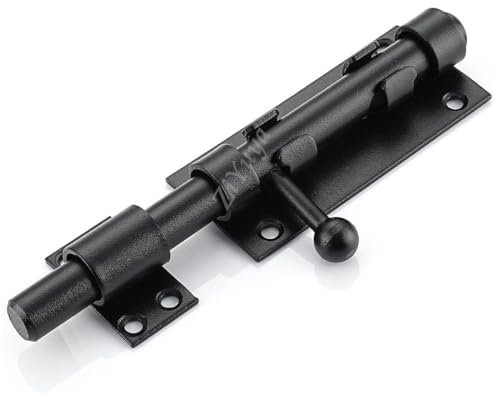 ZiYuya 304 Edelstahl Schiebetorriegel, Türschloss mit Vorhängeschloss, Schieberiegel Riegelschloss Bolzenriegel Türriegel Abschließbar Schubriegel Beidseitig, Schwarz 160mm