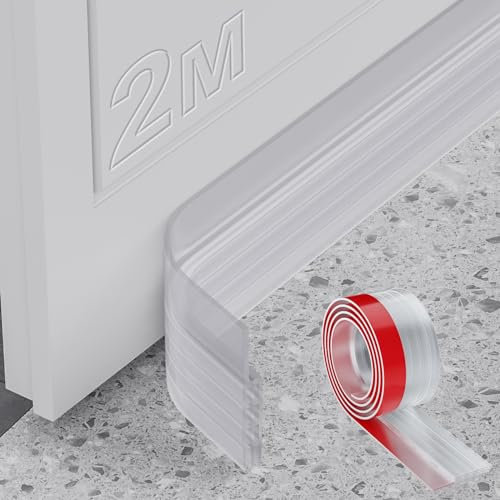 MARICATO 2 Piezas Burlete Puerta, Burlete Aislante Puerta Exterior Autoadhesivo, Burlete Antipolvo Insonorización Aislamiento Acústico Prueba De Viento -Transparente