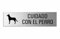 Cartel Cuidado con el perro | Aluminio 150x40 mm Aspecto Acero Inoxidable | Autoadhesivo