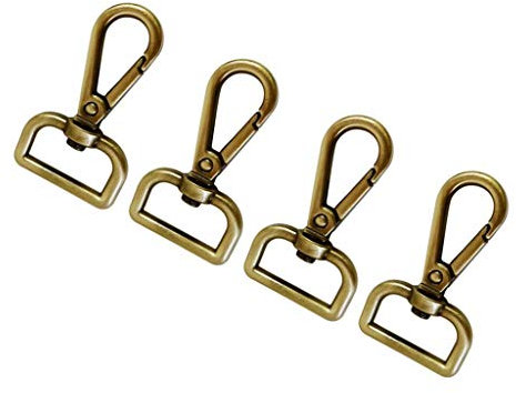 4er Packung Drehbare Karabinerverschlüsse mit quadratischem Haken, Zubehör 20mm, Bronze