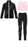 iiniim Kinder Mädchen Trainingsanzug Eiskunstlauf Anzug Glitzer Strass Langarm Sweatjacke + Hose Sport Leggings Yoga Gym Eislaufen Tanzkleidung Rosa 122-128