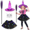 Aitsite Carnival Costume for Girls, Glow in the Dark Carnival Tutu Fancy Dress, Witch Costumes with Witch Hats and Broom, Witch Costume for Role-Playing