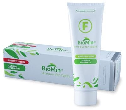 BioMin F Toothpaste - Helps Strengthen & Protect Enamel, Provide Relief to Sensitive Teeth - 75ml Mild Minty Flavour Fluoride Toothpaste for Adults & Kids - Suitable for Vegans, Not Tested on Animals