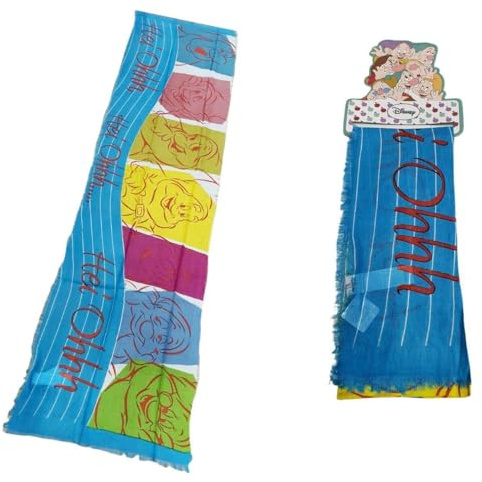 Foulard Disney Schal Pareo verschiedene Größen, Sieben Zwerge (Blau), 50 x 180 cm