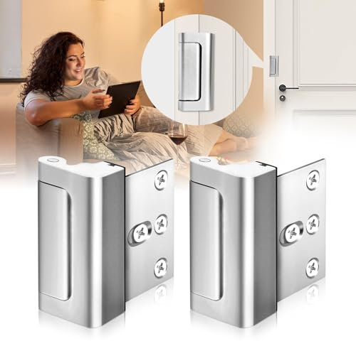 Aenfaiy Door Reinforcement Lock (2 Pack) Home Apartment High Security Door Lock, Child Proof Safety Locks for Front Door, Heavy Duty Night Lock Extra Door Lock for Inward Swing Door Withstand 800 LBS