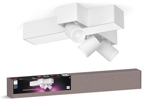 Philips Hue White & Color Ambiance Centris 3er Spot Kreuz, dimmbar, 16 Mio. Farben, steuerbar via App, kompatibel mit Amazon Alexa, weiß, neue Generation