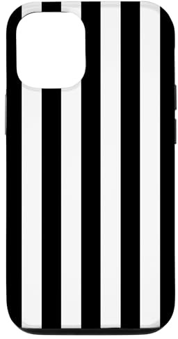 Black / White Stripe, Monochrome, Goth, Emo. Striped Pattern Case for iPhone 12/12 Pro