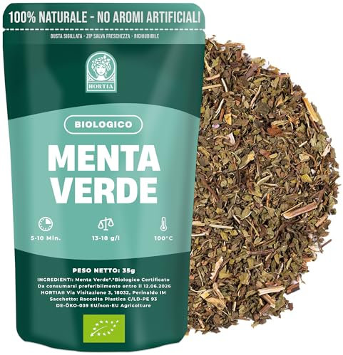 MENTA VERDE | Tisana Digestiva alle Foglie di Menta | Infuso Slim Rinfrescante | Foglie Tritate per Tè, Tisane Fredde e Cucina | Gusto Intenso | Confezione Regalo Salva Aroma