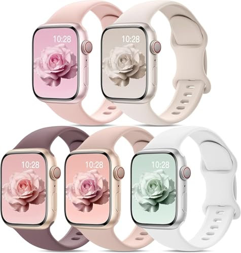Silikon Armbänder Kompatibel mit Apple Watch-Armband 38 mm 40 mm 41 mm 42 mm (Serie 10) Damen und Herren Sport Armbändern für iWatch Serie 10 9 8 7 6 5 4 3 2 1 SE