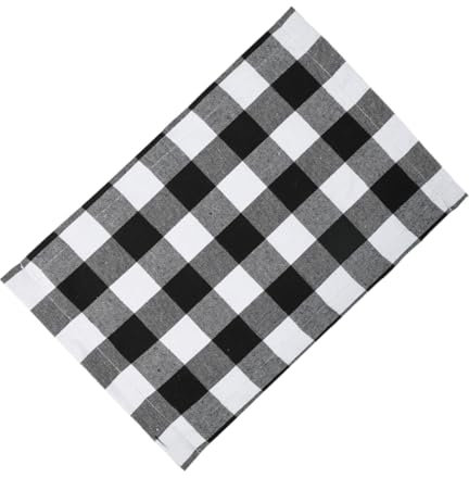 Cabilock Plaid Muster Tischsets 2 Stücke Hotel Restaurant Bankett Besteck Matte Besteck Kissen Schwarz Weiß Grau