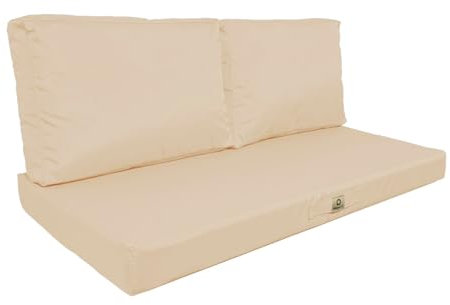 Kissen für Gartenmöbel, abnehmbarer Bezug, Außenkissen, 100 x 50 cm, Ersatzkissen für Sessel, Bank & Gartenstuhl, wasserdicht & bequem, Beige