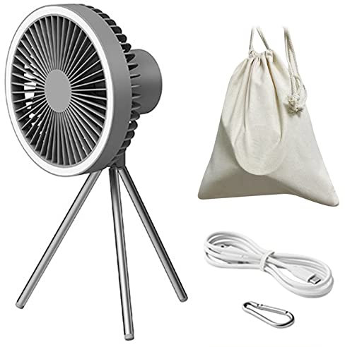 Burulria Camping Fan 10000MAh USB Tripod with Power Bank Light Rechargeable Portable Circulator
