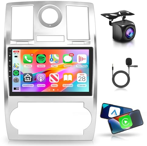 2G+64G Wireless Carplay Android Autoradio 2 Din für Chrysler Aspen 300 300C 2004-2011 9 Zoll Touchscreen Autoradio mit Android Auto Navi GPS WIFI Mirror Link Bluetooth FM/RDS/USB/EQ/SWC Rückfahrkamera