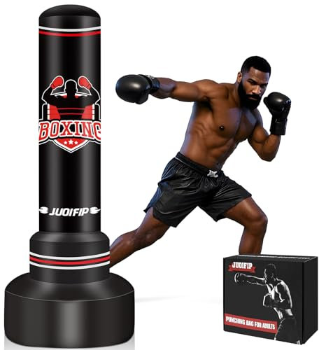 Freistehende Boxsäcke für Erwachsene und Jugendliche, 177,8 cm, freistehender Boxsack mit Ständer, geeignet für Kickboxen, Kampfsport, MMA, Karate, Heim-Fitness-Training (ohne Pumpe und Handschuhe)